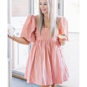 Abercrombie & Fitch Pink Puff Sleeve Mini Dress